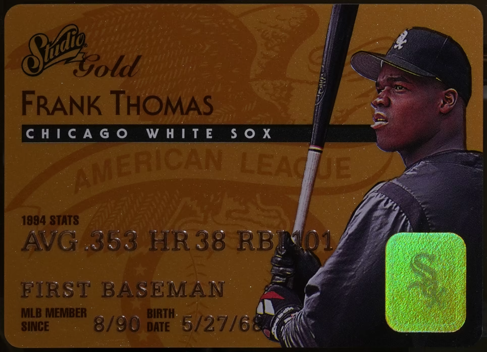1995 Studio #1 Frank Thomas Gold Baseball NM