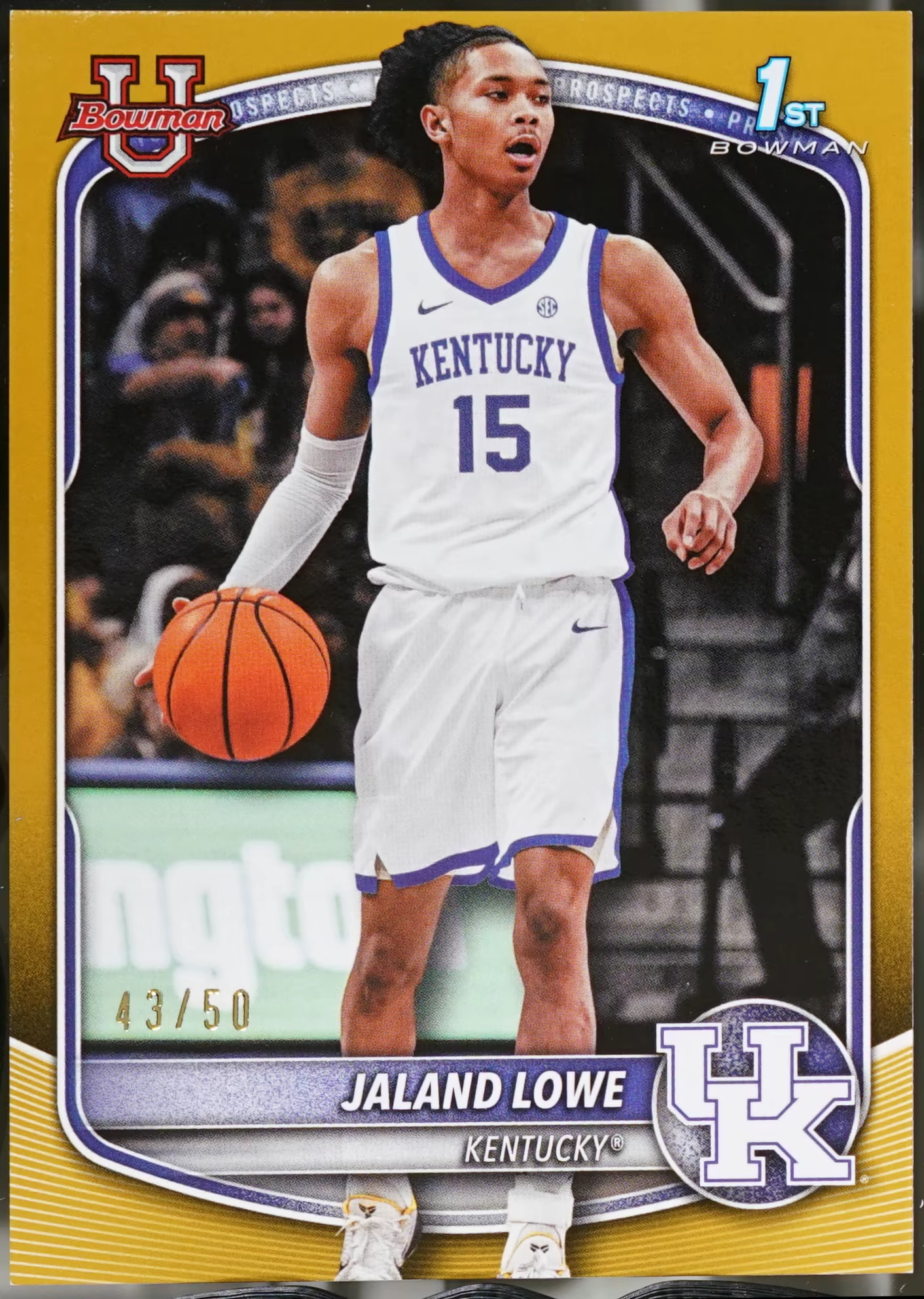 2025-26 Bowman #BPP-23 Jaland Lowe Prospects Gold Border /50 Basketball NM