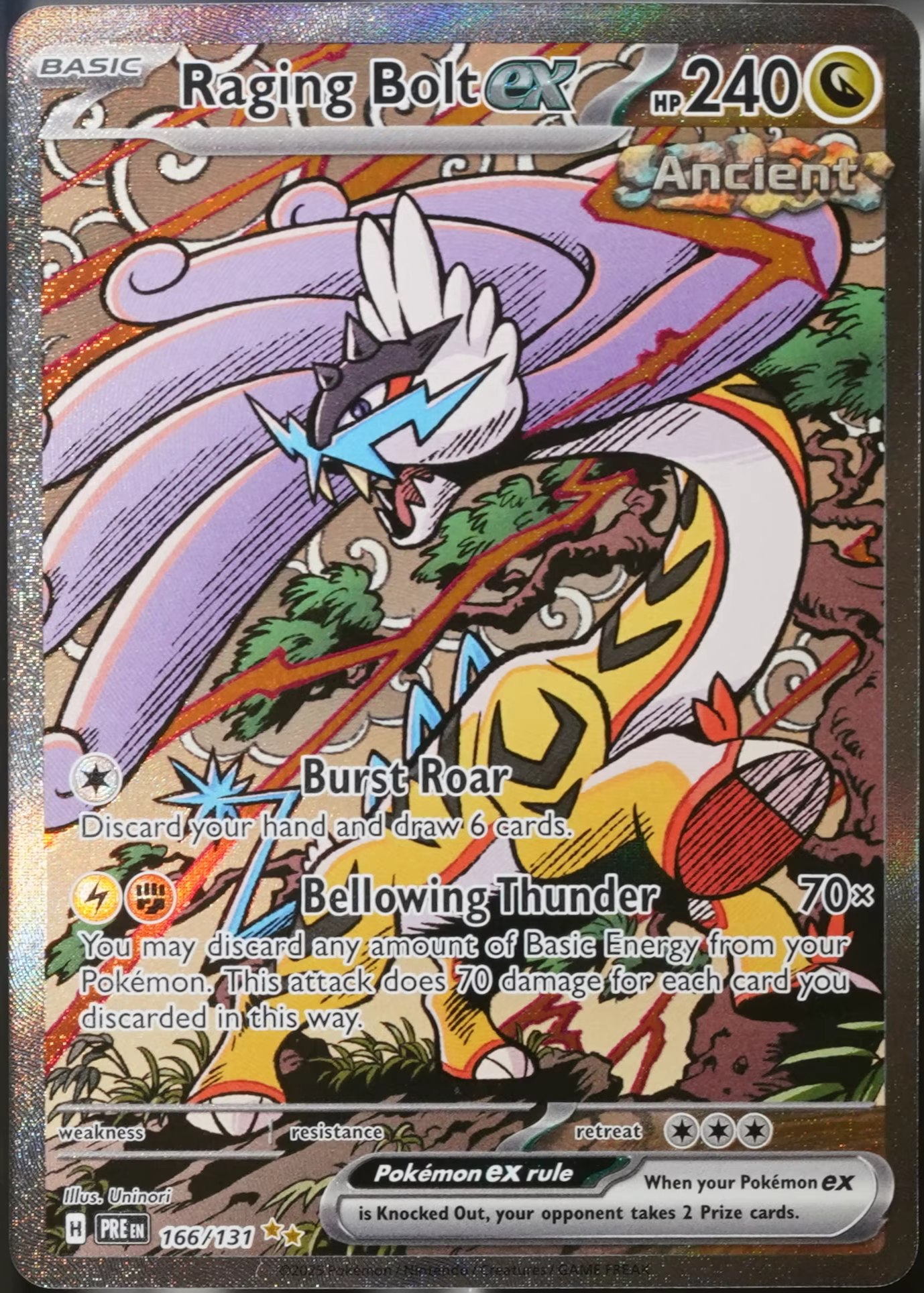 Prismatic Evolutions #166 Raging Bolt ex Pokemon NM