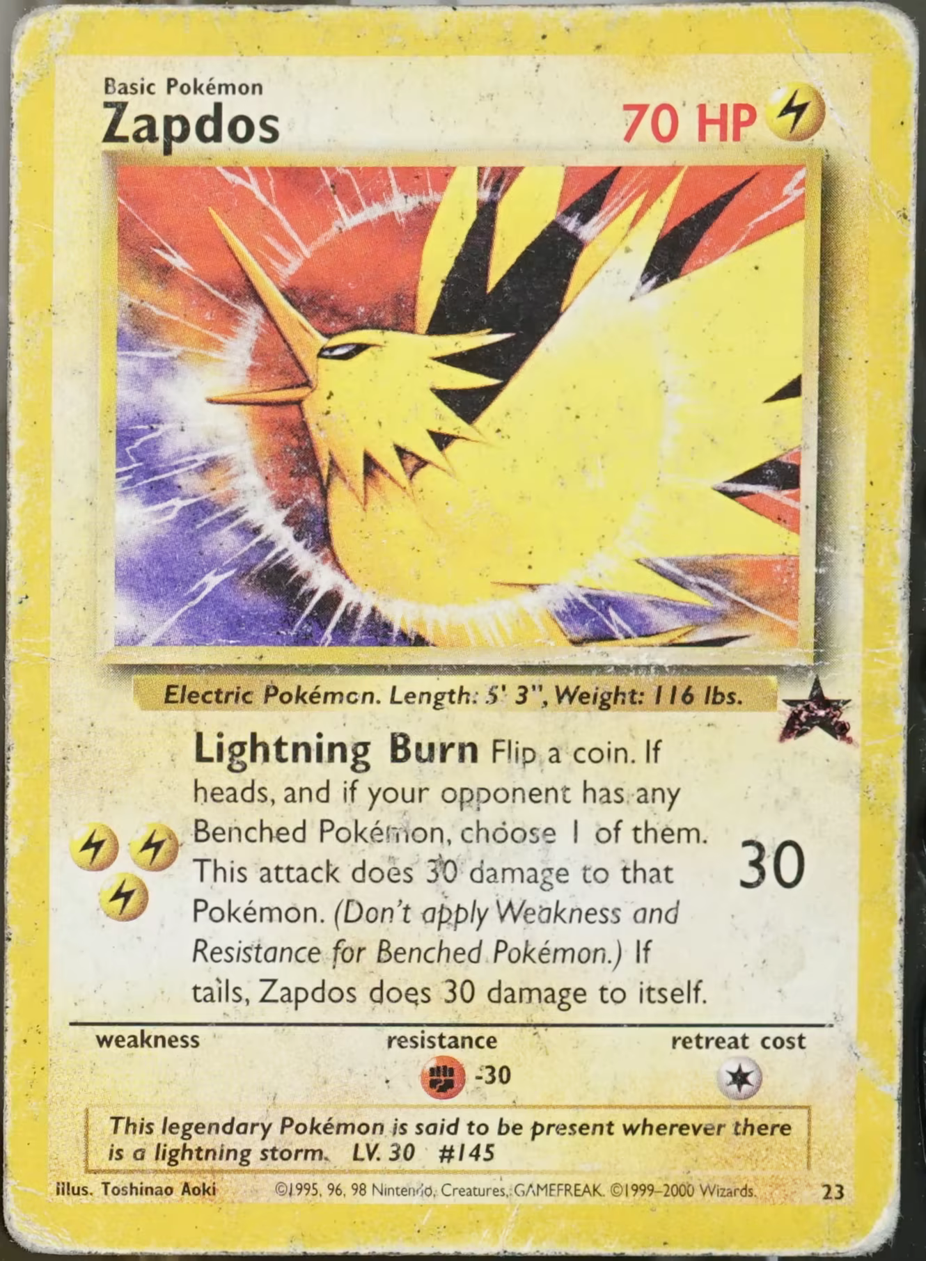 1999 Wizards of the Coast Black Star Promo #23 Zapdos Pokemon PR