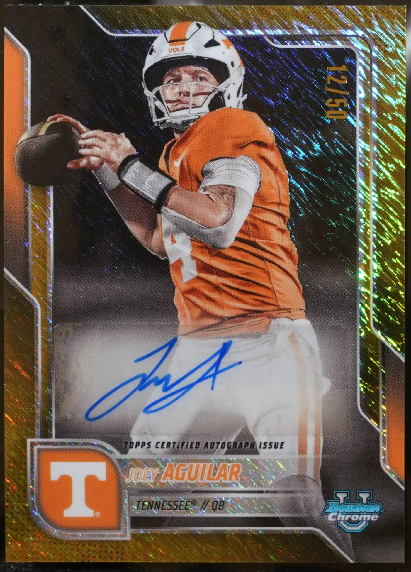 2025 Bowman University Chrome – Chrome Prospect #BCA-JOE Joey Aguilar /50 NM