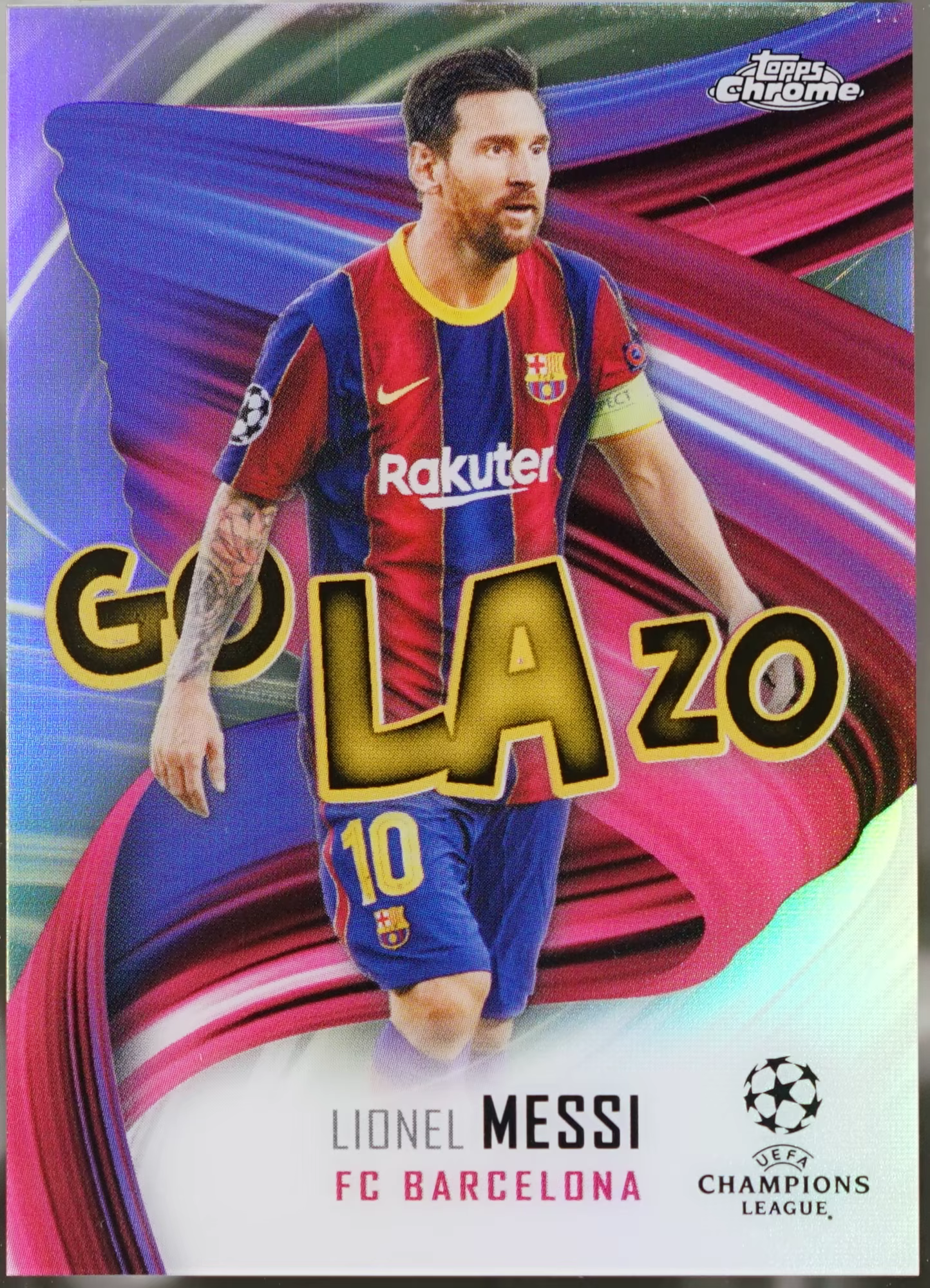 2020-21 Topps Chrome UEFA Champions League – Golazo #GOL-LM Lionel Messi NM