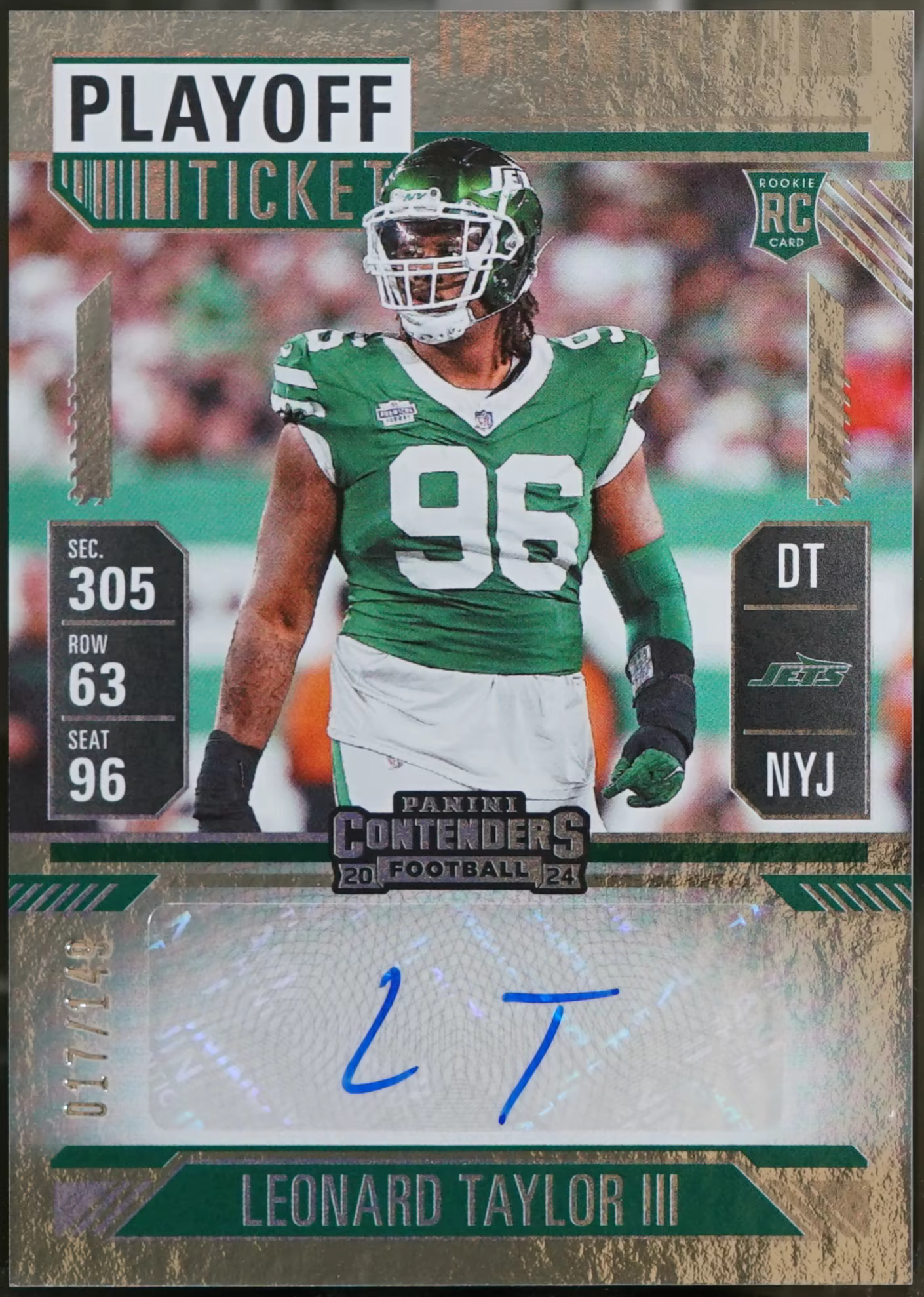 2024 Panini Contenders #156 Leonard Taylor III Playoff Ticket /149 Football NM