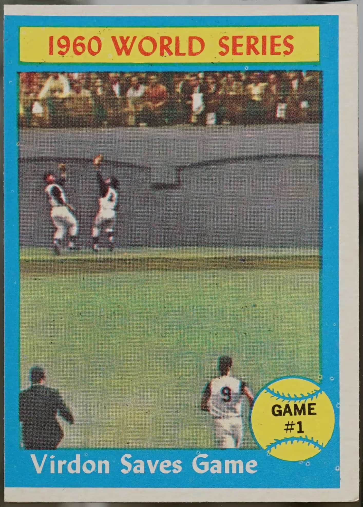 1961 Topps #306 1960 World Series Game #1 – Virdon Saves Game WS Baseball EX