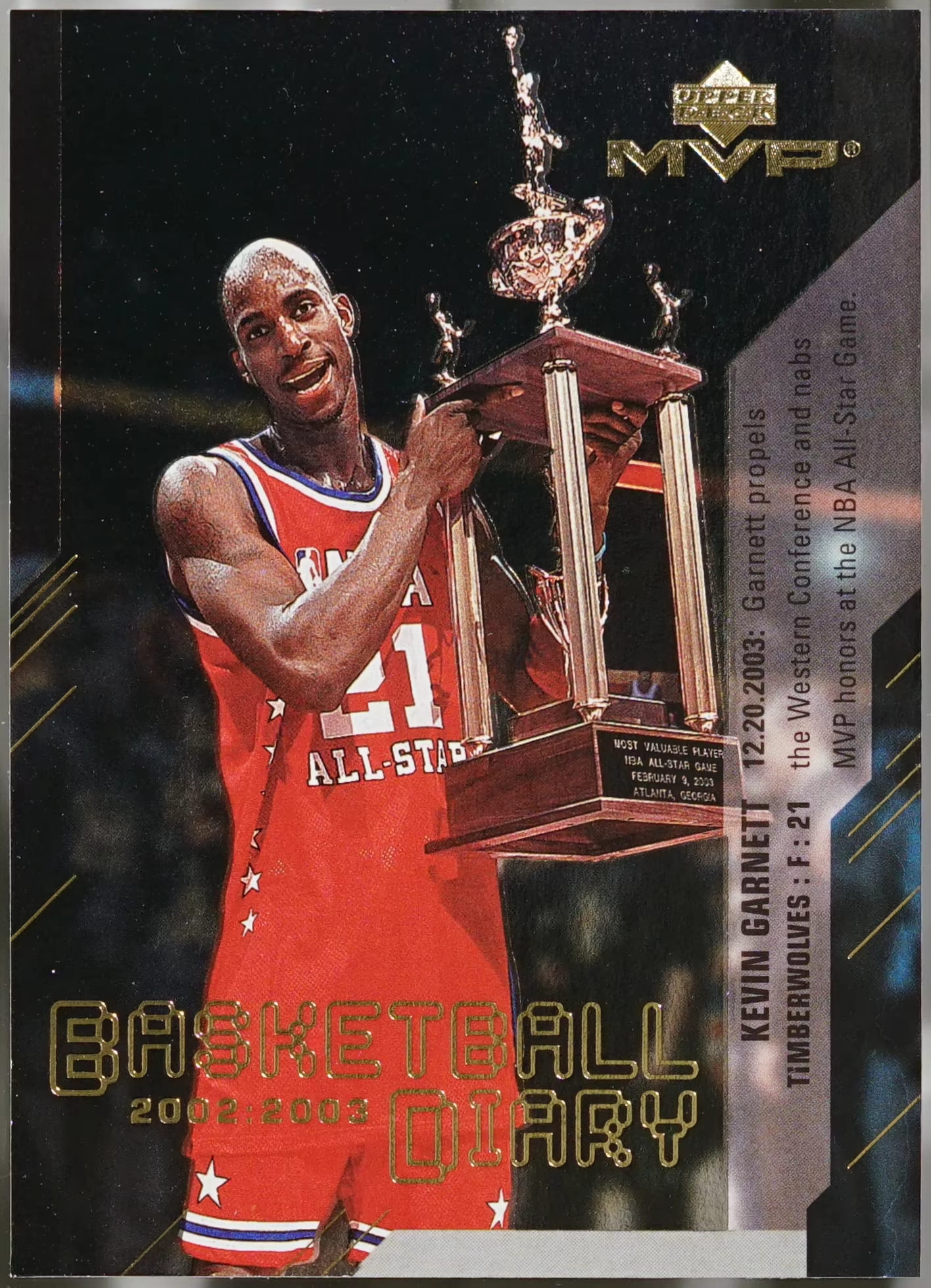 2003-04 Upper Deck MVP #BD3 Kevin Garnett Basketball Diary Basketball VG