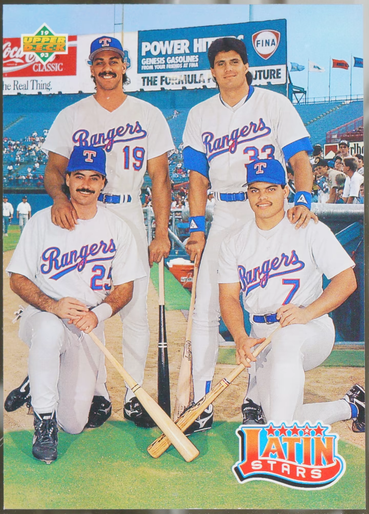 1993 Upper #52 Latin Stars (Juan Gonzalez / Jose Canseco / Rafael Palmeiro / NM