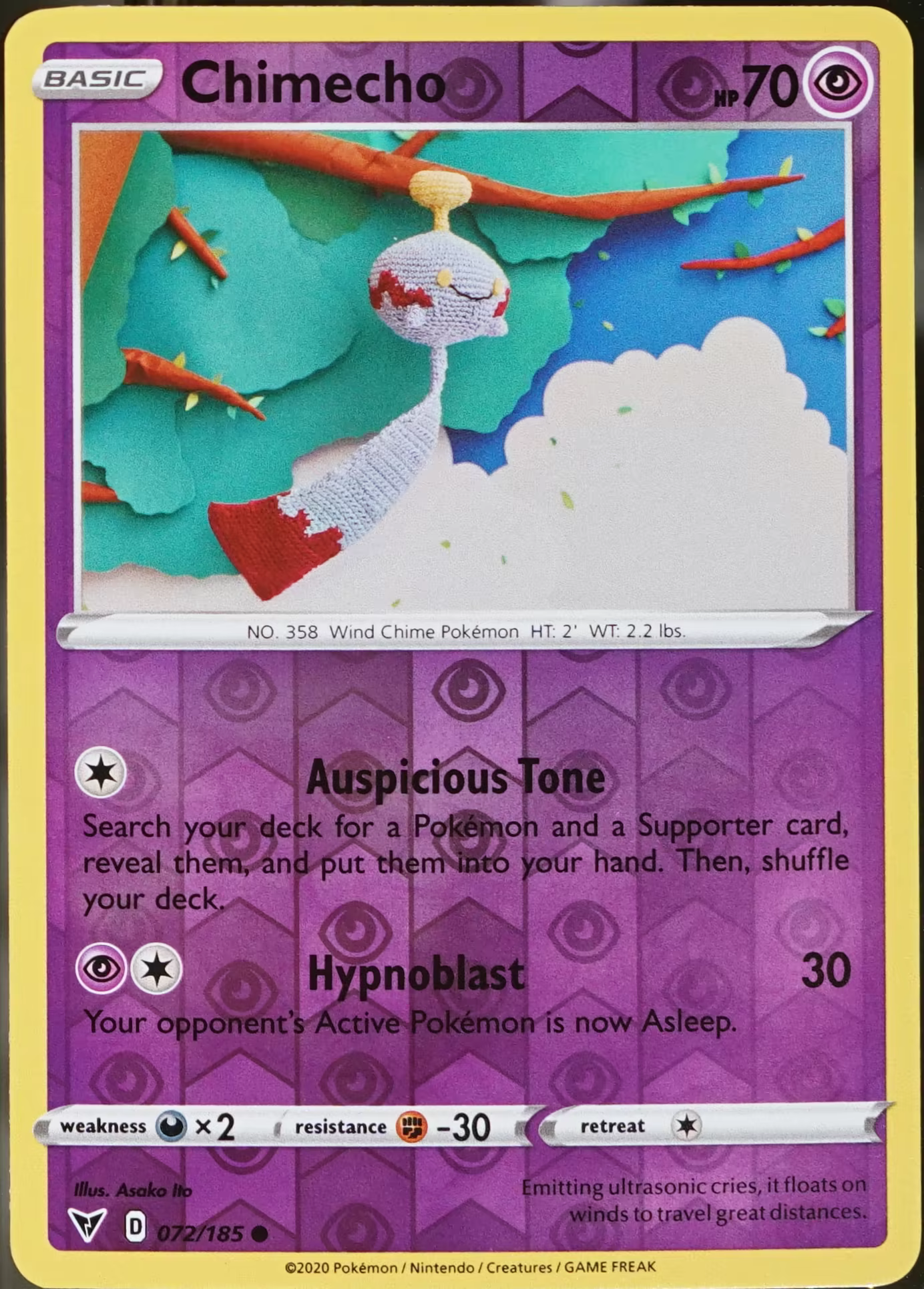 Vivid Voltage - Reverse Holofoil Pokemon Chimecho #72 NM