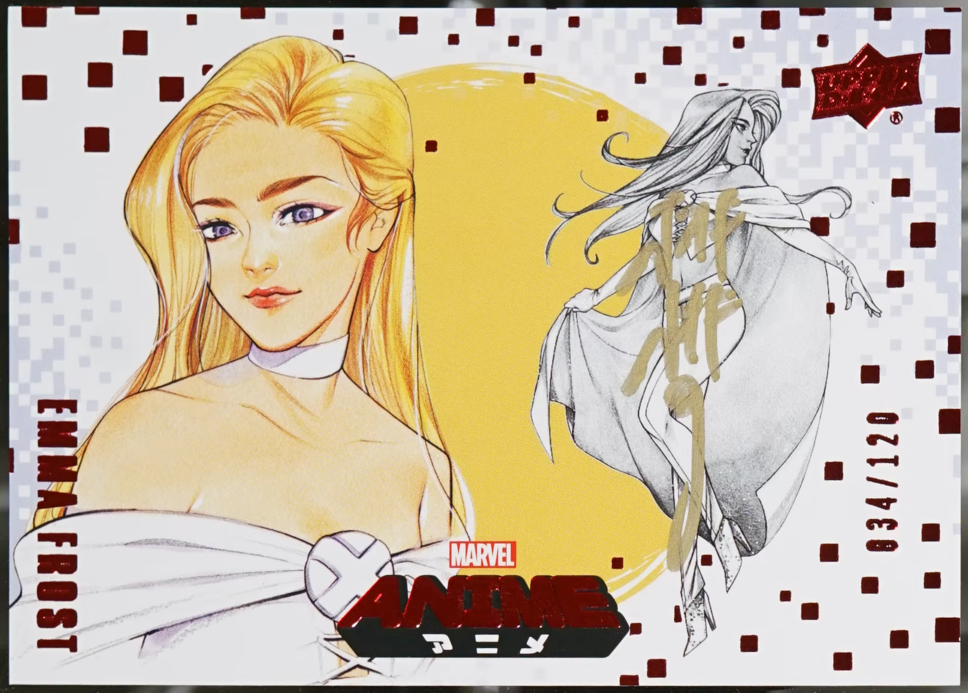 2020 Upper Deck Marvel Anime – Red Foil Artist Auto #26 Emma Frost /120 NM