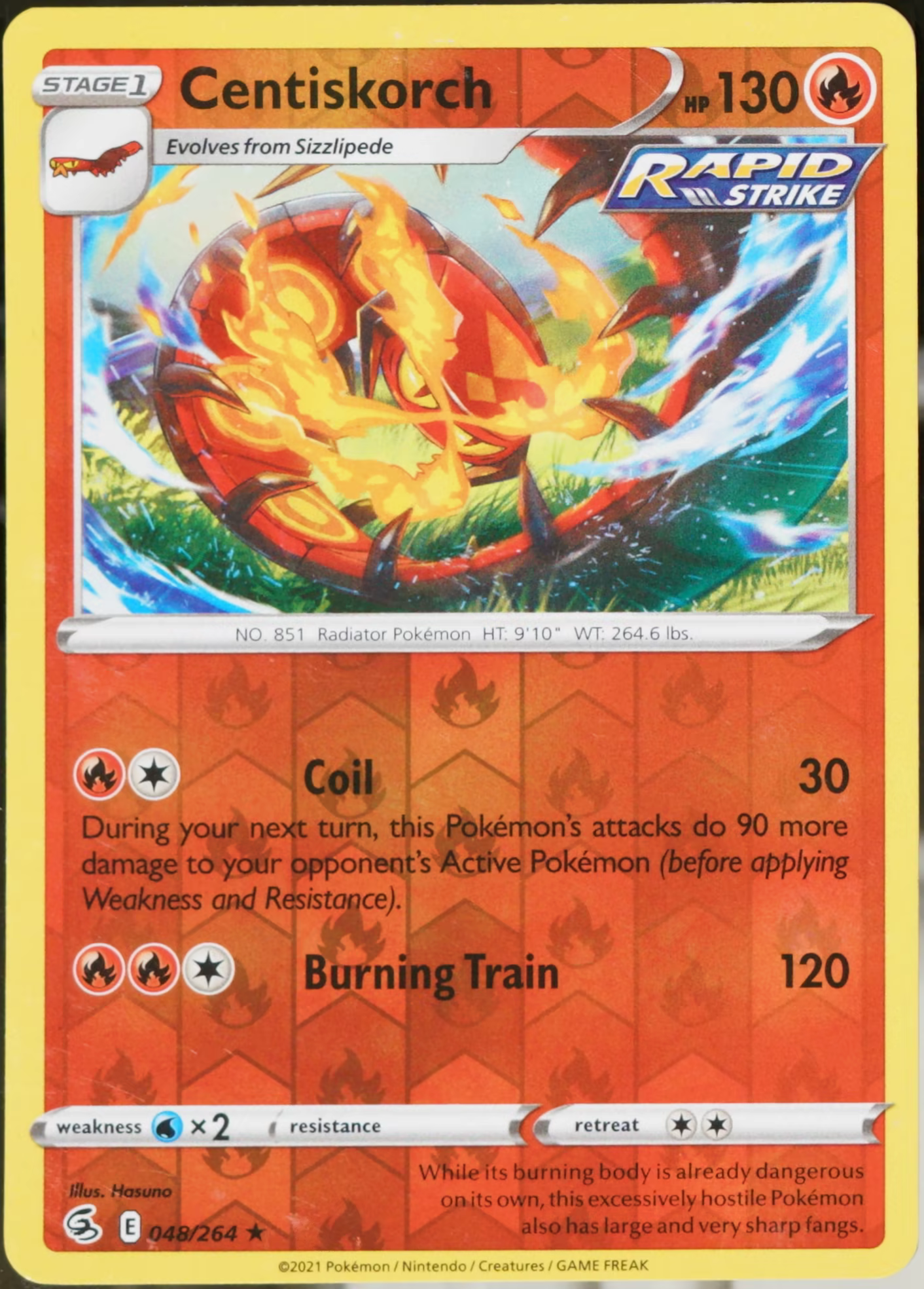 Fusion Strike #48 Centiskorch Reverse Holofoil Pokemon NM