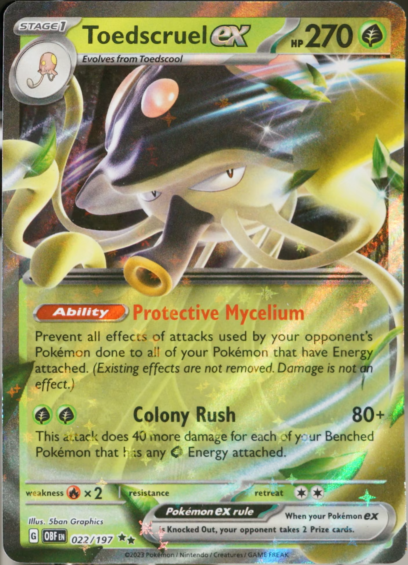 Obsidian Flames #22 Toedscruel ex Pokemon